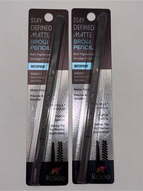 New Kokie Stay Defined Matte Brow Pencil Mahogany Brown GSQ311 Lot of 2